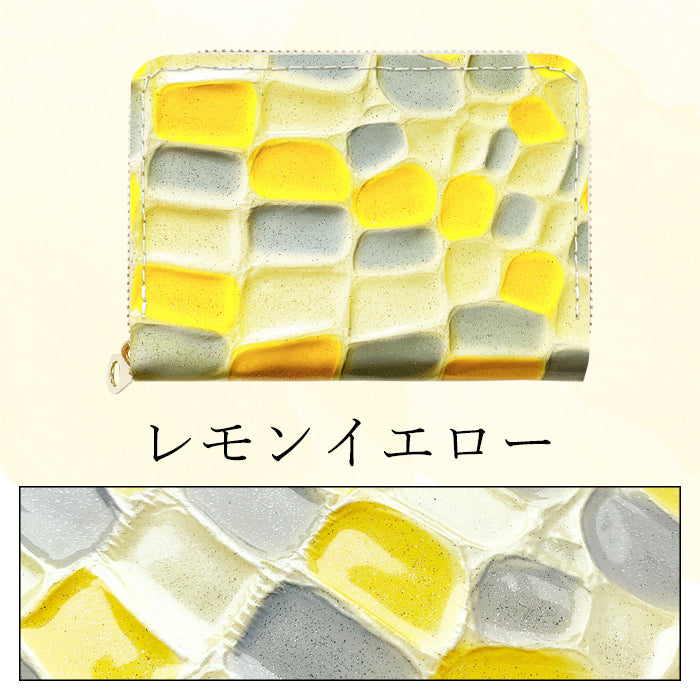 【Leo&Aoi公式ショップ】 2nd ステンドグラス ミニウォレット ミニ財布 財布 小さい財布 本革 2コンパクト 牛革 サイフ さいふ ウォレット 革 エナメル加工 レザー カード収納 革財布 ラウンド財布 ミニサイフ 本革ミニ財布 レディース ハンドメイド【安心の返品保証付き】