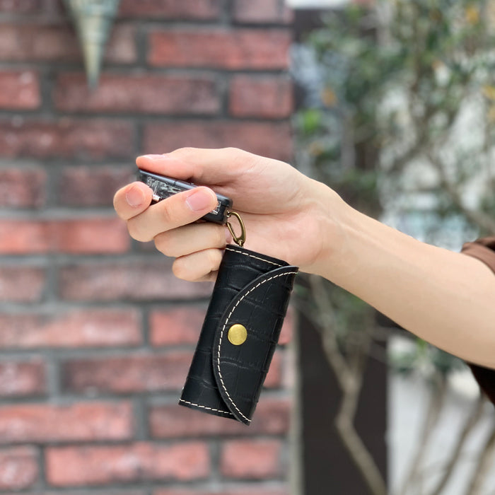 【Leo&Aoi公式ショップ】 牛革 クロコダイル 型押し キーケース 4連 本革 メンズ レディース スマートキー 三つ折り レザー 鍵入れ 鍵 カギ 収納 スリム コンパクト キーホルダー 4連キーケース 【安心の返品保証付き】