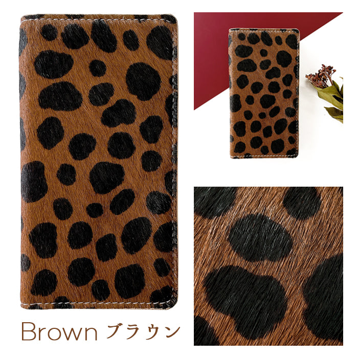 【Leo&Aoi公式ショップ】 本革 ハラコ ダルメシアン スマホケース 手帳型ケース 100機種以上対応