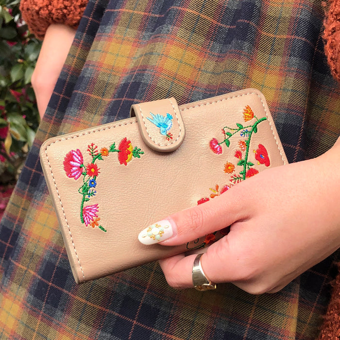 【Leo&Aoi公式ショップ】 花刺繍 スマホケース 手帳型ケース 100機種以上対応