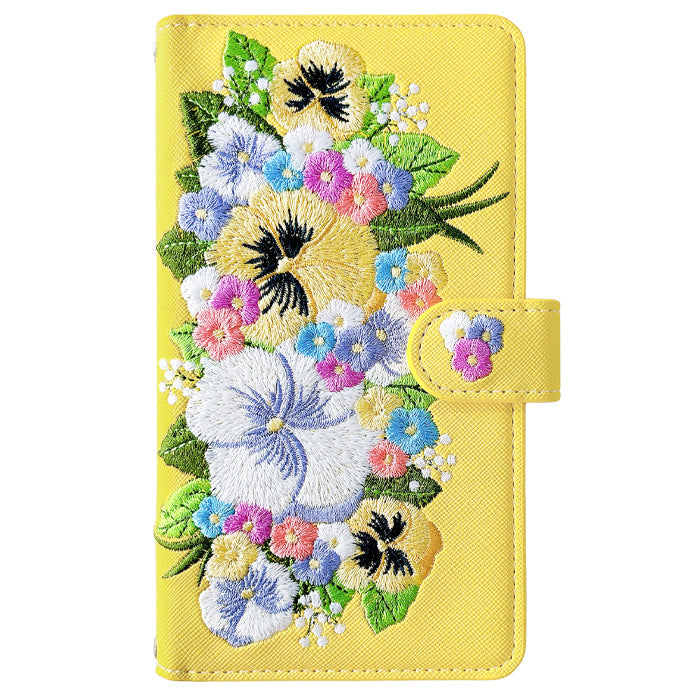 【Leo&Aoi公式ショップ】 BASIO active3 KYG04 ケース カバー 手帳型 ハンドあり パンジー 刺繍 手帳型ケース ベイシオ アクティブ 3 携帯ケース スマホケース 【安心の返品保証付き】