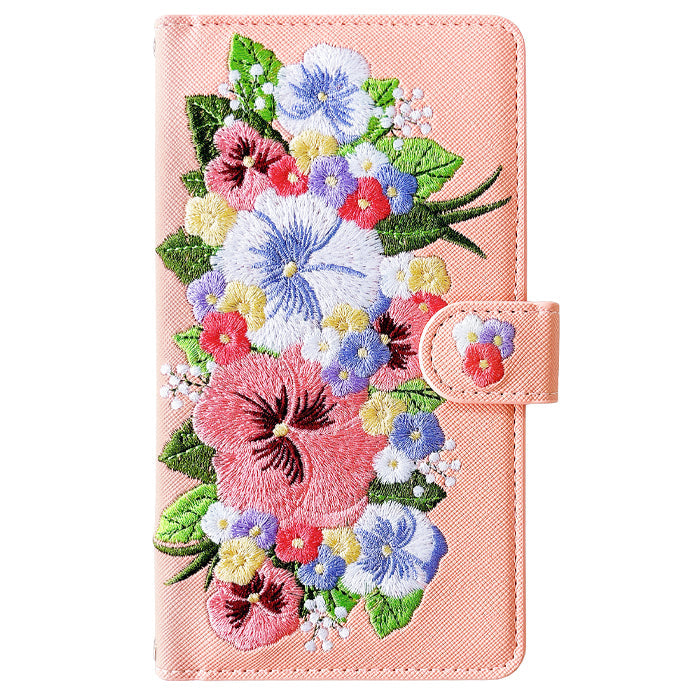 【Leo&Aoi公式ショップ】 XPERIA 10 VII SO-52F ケース SOG16 カバー A502SO XQ-FE44 手帳型 ハンドあり パンジー 刺繍 手帳型ケース so52f エクスペリア スマホケース 【安心の返品保証付き】