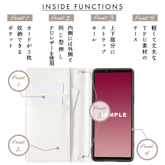 【Leo&Aoi公式ショップ】 XPERIA 10 IV ケース 手帳型 SO-52C カバー SOG07 A202SO ハート刺繍 手帳型ケース so52c エクスペリア スマホケース 【安心の返品保証付き】