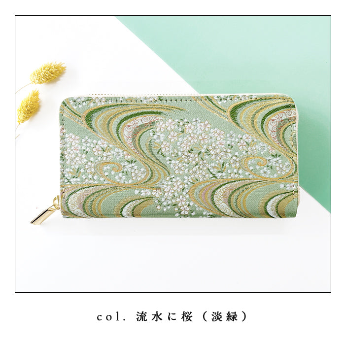 【Leo&Aoi公式ショップ】 西陣織 彩 長財布 金襴 財布 ラウンドファスナー カード収納 サイフ さいふ ウォレット ラウンド長財布 ラウンド財布 長サイフ 和風 和柄 和 豪華 織物 桜 波割付 菊花文 菊花 風神雷神 レディース メンズ 女性 男性 ハンドメイド【安心の返品保証付き】