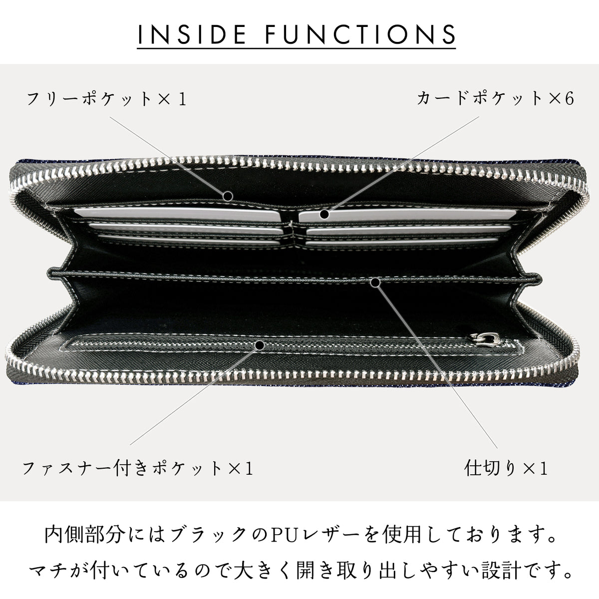 【Leo&Aoi公式ショップ】児島デニム マルチケース 長財布 通帳ケース パスポートケース 母子手帳ケース 大容量 スリム設計 ファスナー付き メンズ レディース おしゃれ ハンドメイド 岡山 デニム 【安心の返品保証付き】