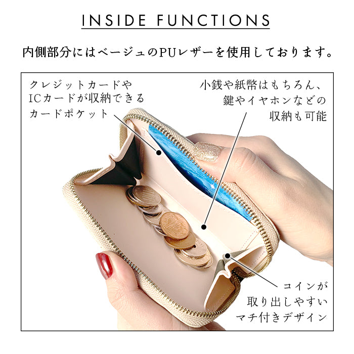 【Leo&Aoi公式ショップ】 はげにくいネオン コインケース ラウンドファスナー ポーチ 小型財布 小銭入れ コンパクト 小物入れ 革 高級 牛革 カード入れ カードケース メンズ レディース レザー ケース 蛍光カラー【安心の返品保証付き】