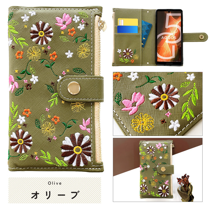 【Leo&Aoi公式ショップ】 iPhone16e ケース iPhone 16e カバー 手帳型 おしゃれ 花刺繍 手帳型ケース アイフォン16e スマホケース