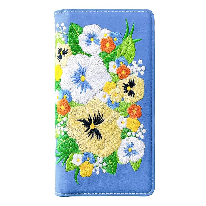 【Leo&Aoi公式ショップ】 XPERIA 5 V SO-53D SOG12 ケース XQ-DE44 カバー パンジー 刺繍 手帳型ケース so53d xqde44 エクスペリア スマホケース 【安心の返品保証付き】