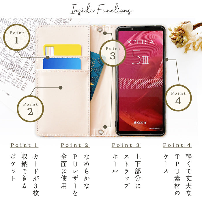 【Leo&Aoi公式ショップ】 iphone se3 / iphone se2 / iphone8 / iphone7 ケース カバー 本革 ラメフラワー 型押し 手帳型ケース アイフォンスマホケース 【安心の返品保証付き】
