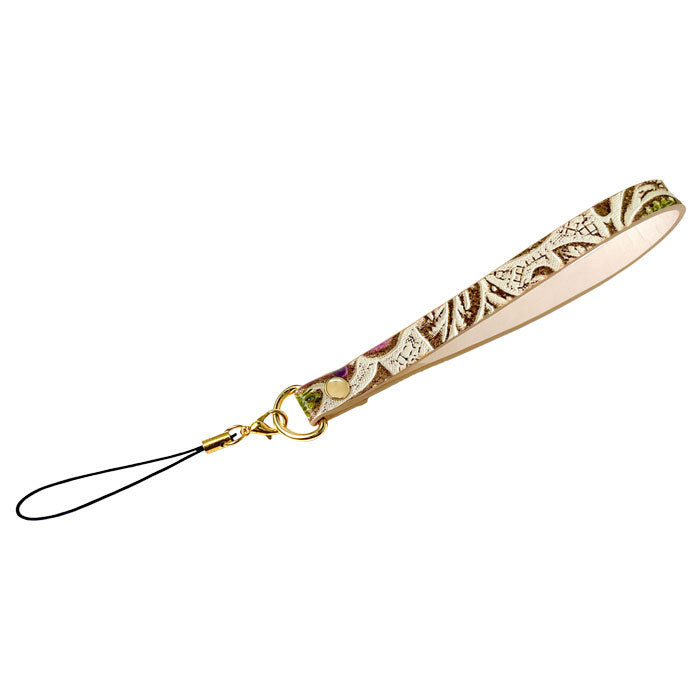 【Leo&Aoi公式ショップ】 牛革 レトロな 花型押し ストラップ 本革 紐ストラップ マルチストラップ 携帯ストラップ レザー 携帯 スマホ キーホルダー パスケース 定期入れ リストストラップ 革 手帳型 スマホケース 落下防止 レディース 花 花柄 【安心の返品保証付き】