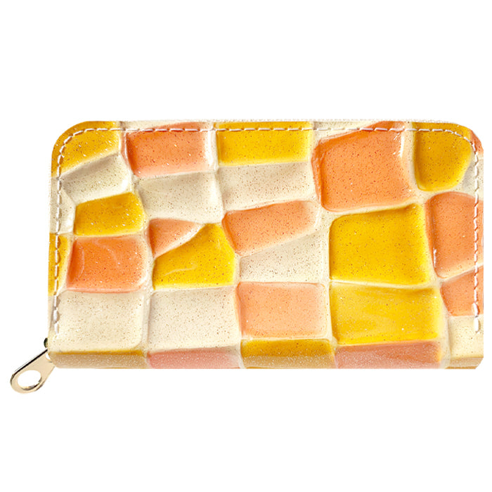 【Leo&Aoi公式ショップ】 ステンドグラス コインケース 本革 レディース かわいい 小銭入れ コンパクト ケース ミニ財布 ファスナー付き おしゃれ カード入れ 女性 革 レザー 小物入れ ラウンドファスナー エナメル加工 日本製【安心の返品保証付き】