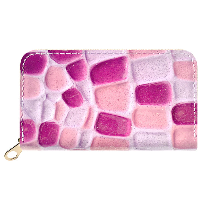 【Leo&Aoi公式ショップ】 ステンドグラス コインケース 本革 レディース かわいい 小銭入れ コンパクト ケース ミニ財布 ファスナー付き おしゃれ カード入れ 女性 革 レザー 小物入れ ラウンドファスナー エナメル加工 日本製【安心の返品保証付き】