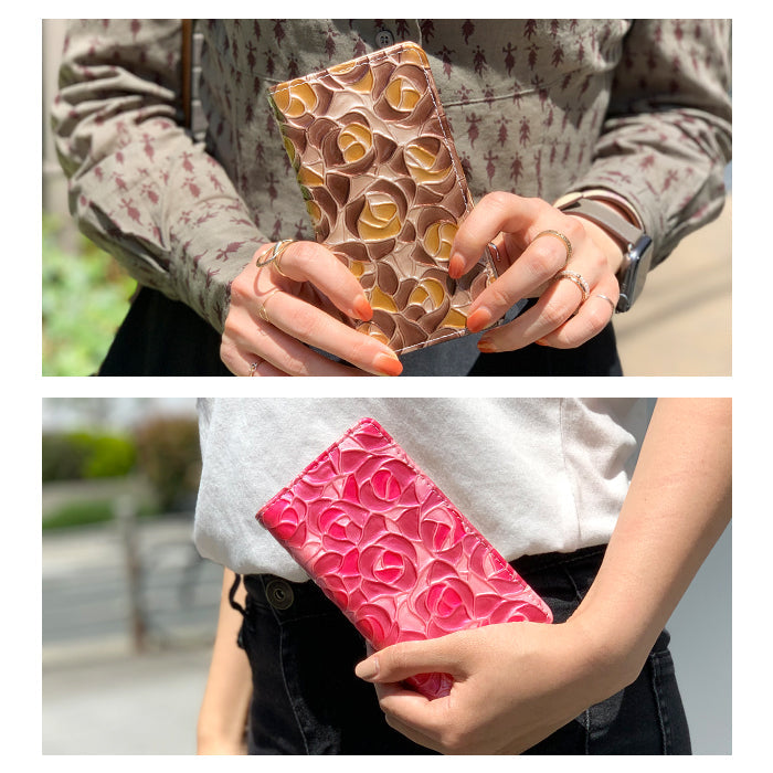 【Leo&Aoi公式ショップ】 かんたんスマホ5 A601ZT ケース カバー 手帳型 本革 ステンドグラス ローズ 手帳型ケース 簡単スマホ スマホケース 【安心の返品保証付き】