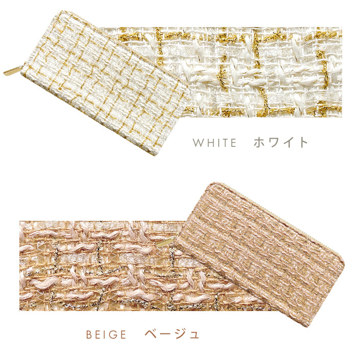 【Leo&Aoi公式ショップ】 ツイード 長財布 財布 ラウンド型長財布 ラウンドファスナー サイフ さいふ ウォレット ラウンド長財布 大容量 長サイフ お札入れ カード 収納 小銭入れ クラシック おしゃれ かわいい レディース ハンドメイド 【安心の返品保証付き】
