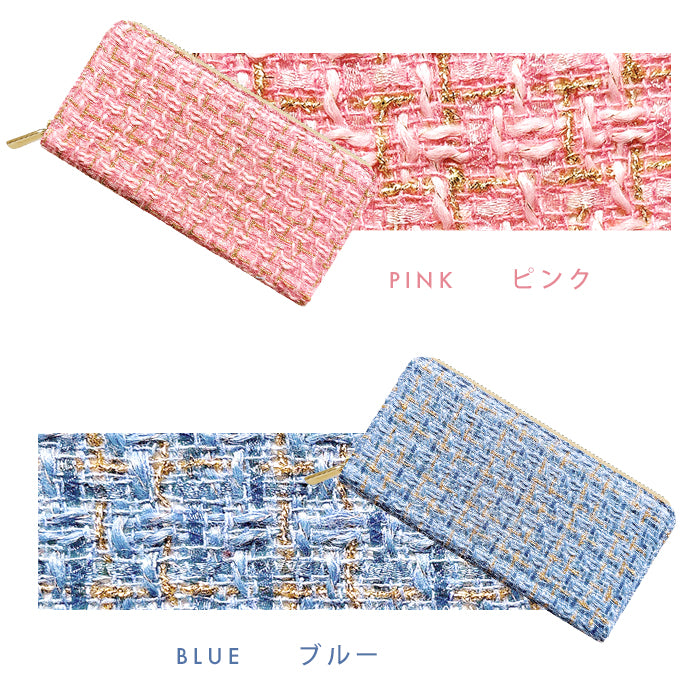 【Leo&Aoi公式ショップ】 ツイード 長財布 財布 ラウンド型長財布 ラウンドファスナー サイフ さいふ ウォレット ラウンド長財布 大容量 長サイフ お札入れ カード 収納 小銭入れ クラシック おしゃれ かわいい レディース ハンドメイド 【安心の返品保証付き】