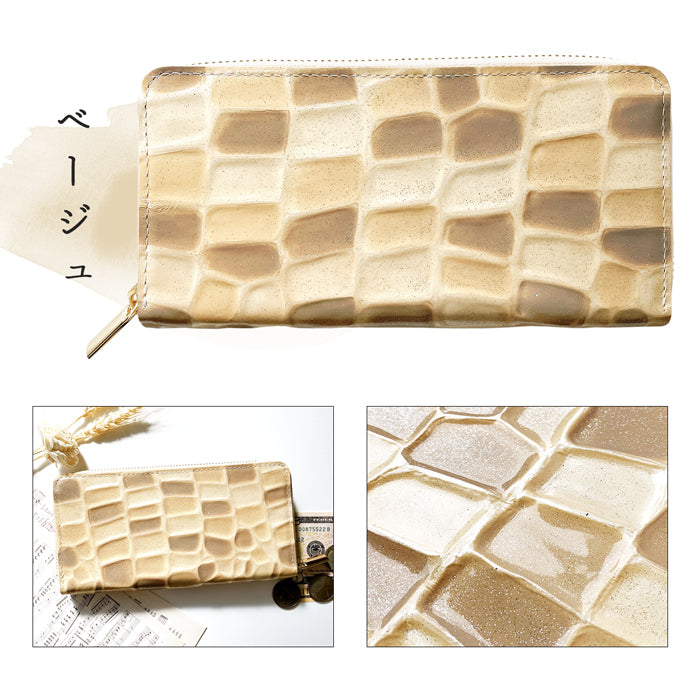 【Leo&Aoi公式ショップ】 2nd ステンドグラス 長財布 レディース ラウンドファスナー 財布 本革 サイフ さいふ ウォレット 革 牛革 レザー カード収納 革財布 ラウンド長財布 ラウンド財布 長サイフ 本革長財布 エナメル加工 ハンドメイド【安心の返品保証付き】