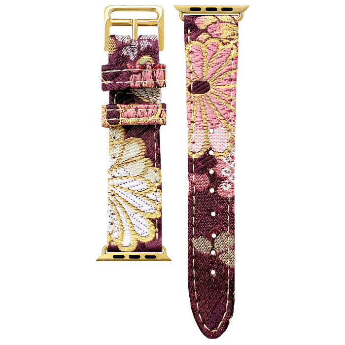 【Leo&Aoi公式ショップ】 西陣織 明 アップルウォッチ バンド Apple Watch レザー 付け替え 交換 ベルト applewatchseries 7 SE 6 5 4 3 2 1 全シリーズ対応 着物 和風 和柄 和 豪華 織物 レディース ハンドメイド 38mm 40mm 41mm 42mm 44mm 45mm 【安心の返品保証付き】