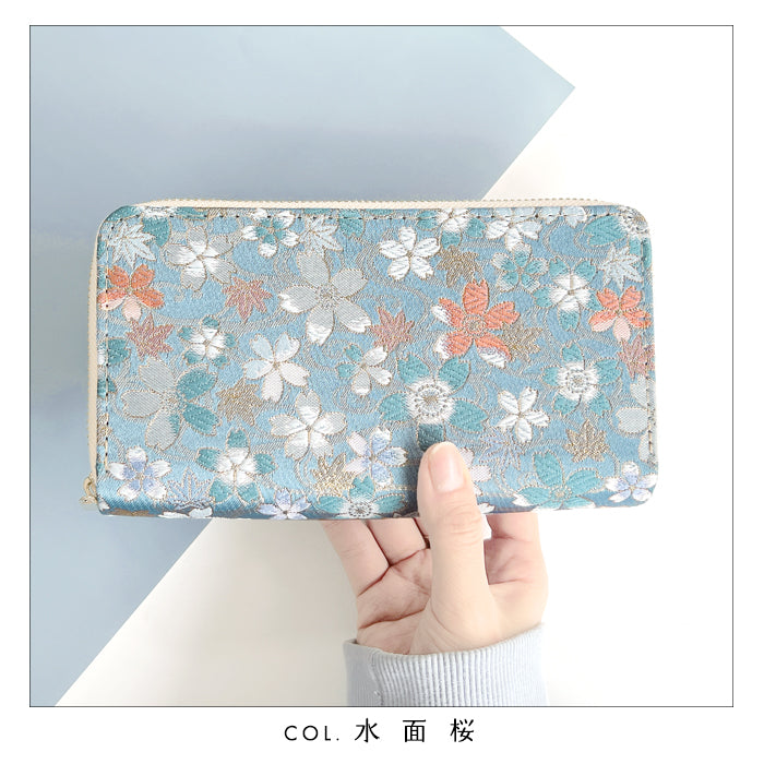 【Leo&Aoi公式ショップ】 西陣織 明 蛇腹 ダブルファスナー 長財布 レディース メンズ カード収納 大きい財布 ラウンド型長財布 和 和柄 和風 【安心の返品保証付き】