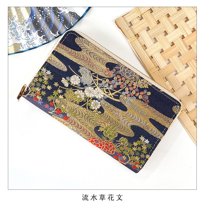 【Leo&Aoi公式ショップ】西陣織 明 マルチケース 長財布 通帳ケース パスポートケース 母子手帳ケース 大容量 スリム設計 ファスナー付き メンズ レディース おしゃれ ハンドメイド 和柄 和風 和 【安心の返品保証付き】