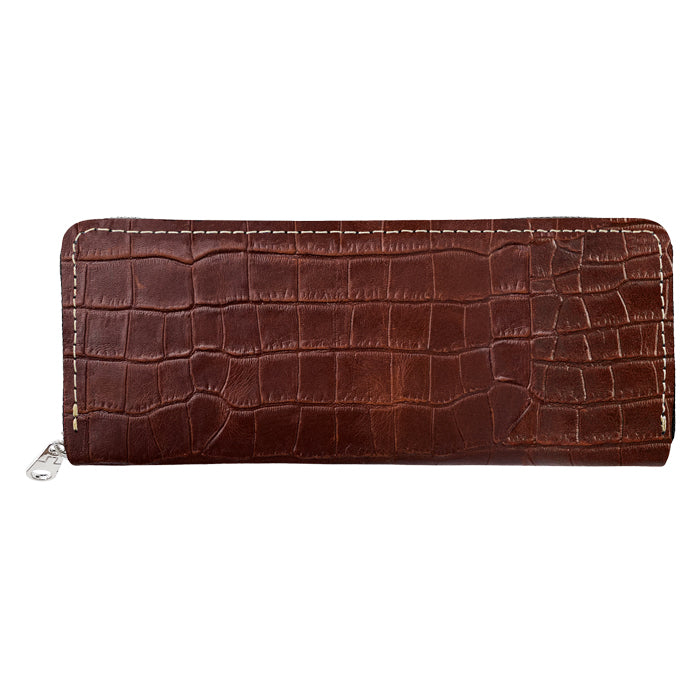 【Leo&Aoi公式ショップ】 牛革 クロコダイル 型押し ラウンド型 ペンケース 本革 筆箱 レザー ペン入れ コンパクト 薄型 スリム 文具 筆記用具 ふで箱 収納 革 高級 ペン ケース メンズ レディース 【安心の返品保証付き】