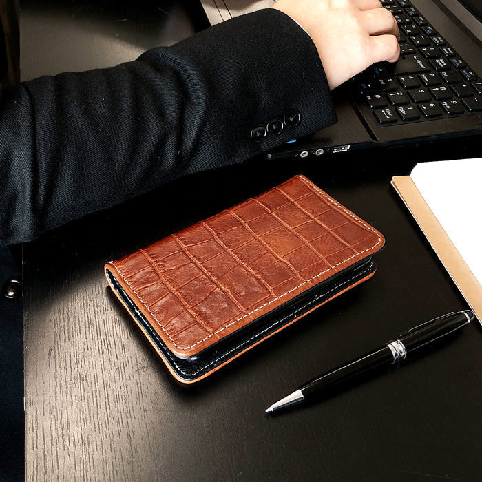 【Leo&Aoi公式ショップ】 らくらくスマートフォン me F-03K ケース カバー 本革 クロコダイル 型押し 手帳型ケース f03k らくらく スマホ スマホケース