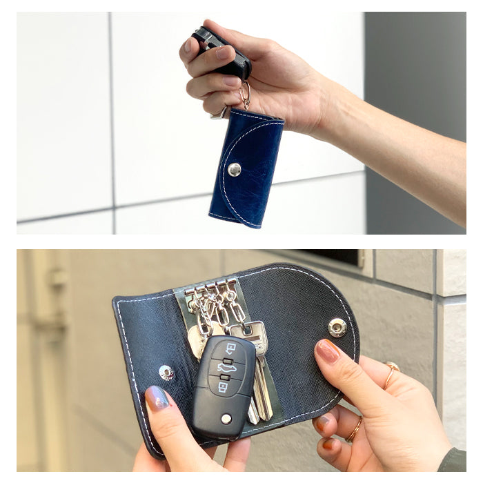 【Leo&Aoi公式ショップ】 牛ヌメ革 ジェントルマン キーケース 4連 本革 メンズ レディース スマートキー 三つ折り 牛革 ヌメ革 レザー 鍵入れ 鍵 カギ 収納 スリム コンパクト キーホルダー 4連キーケース 【安心の返品保証付き】