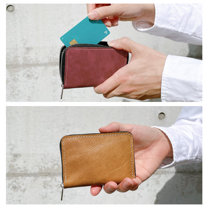 【Leo&Aoi公式ショップ】 ジェントルマン 牛革 ヌメ革 ミニウォレット ミニ財布 財布 メンズ 本革 コンパクト ラウンドファスナー サイフ さいふ ウォレット 小さい財布 革 レザー カード収納 革財布 ラウンド財布 ミニサイフ 本革ミニ財布 メンズ レディース