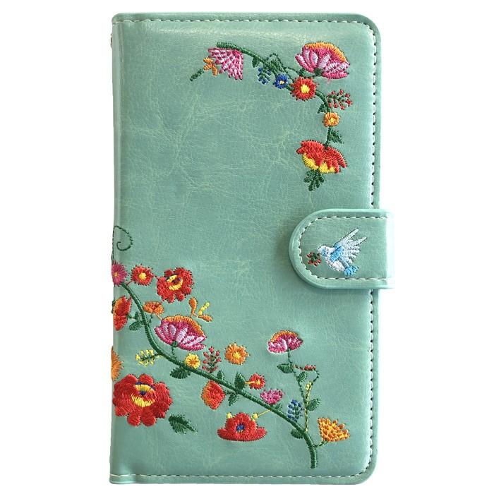 【Leo&Aoi公式ショップ】  花刺繍 スマホケース 手帳型ケース 100機種以上対応