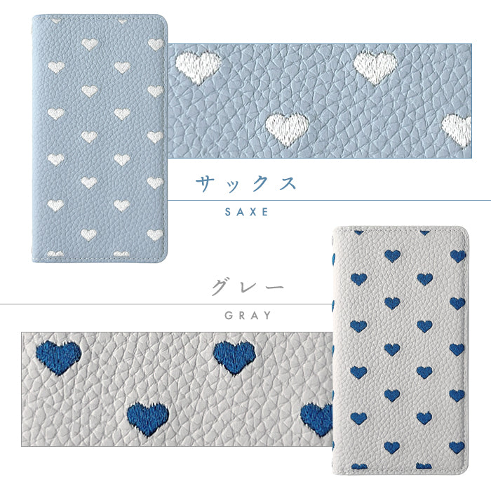 【Leo&Aoi公式ショップ】 iPhone15 ケース iPhone 15 カバー 手帳型 ハート刺繍 手帳型ケース アイフォン15 スマホケース 携帯ケース 【安心の返品保証付き】