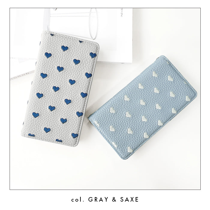 【Leo&Aoi公式ショップ】 XPERIA 5 IV SOG09 SO-54C ケース A204SO カバー 手帳型 ハート刺繍 手帳型ケース so54c エクスペリア スマホケース 【安心の返品保証付き】