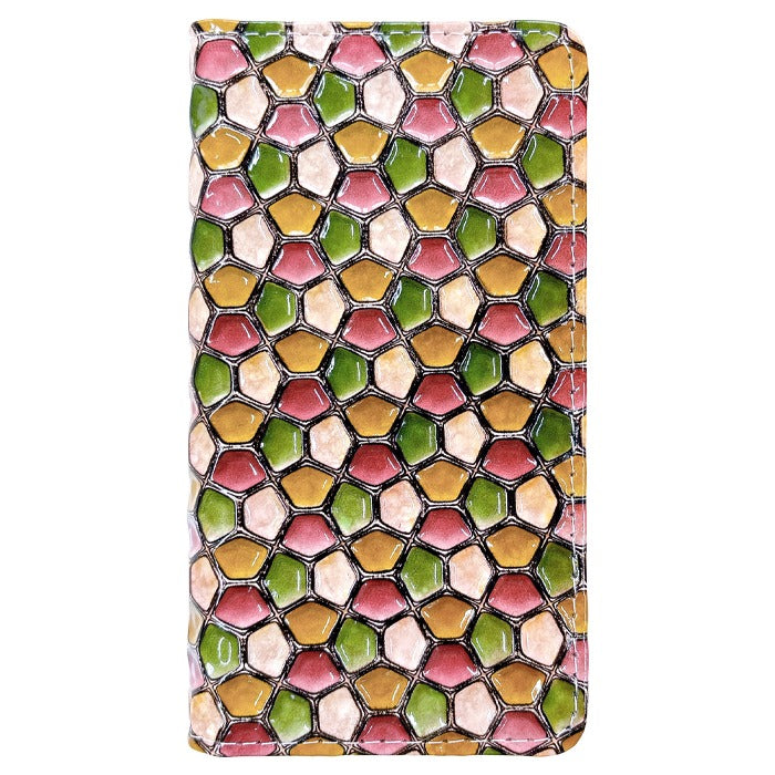 【Leo&Aoi公式ショップ】  本革 ハニカム ステンドグラス スマホケース 手帳型ケース arrows シリーズ 対応