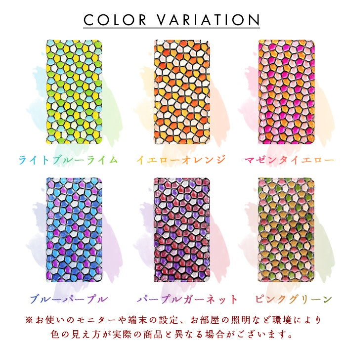 【Leo&Aoi公式ショップ】 らくらくスマートフォン me F-03K ケース カバー 本革 ハニカム ステンドグラス 手帳型ケース f03k らくらく スマホ スマホケース 【安心の返品保証付き】