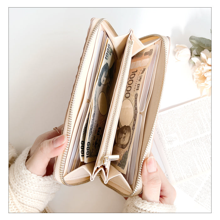 【Leo&Aoi公式ショップ】 ハニカム ステンドグラス エナメル加工 財布 長財布 レディース 本革 ラウンドファスナー サイフ さいふ ウォレット 革 牛革 レザー カード収納 革財布 ラウンド長財布 ラウンド財布 長サイフ 本革長財布 ハンドメイド【安心の返品保証付き】