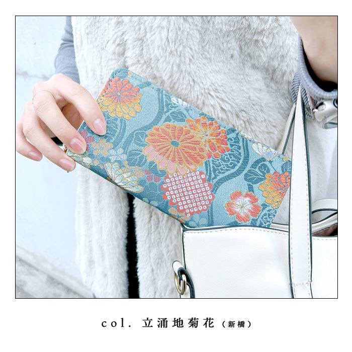 【Leo&Aoi公式ショップ】 西陣織 彩 長財布 金襴 財布 ラウンドファスナー カード収納 サイフ さいふ ウォレット ラウンド長財布 ラウンド財布 長サイフ 和風 和柄 和 豪華 織物 桜 波割付 菊花文 菊花 風神雷神 レディース メンズ 女性 男性 ハンドメイド【安心の返品保証付き】