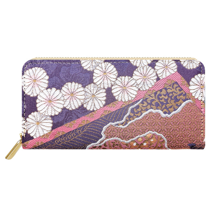 【Leo&Aoi公式ショップ】 西陣織 彩 長財布 金襴 財布 ラウンドファスナー カード収納 サイフ さいふ ウォレット ラウンド長財布 ラウンド財布 長サイフ 和風 和柄 和 豪華 織物 桜 波割付 菊花文 菊花 風神雷神 レディース メンズ 女性 男性 ハンドメイド【安心の返品保証付き】