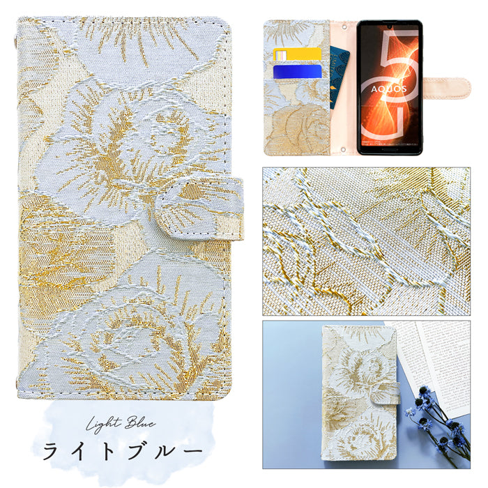 【Leo&Aoi公式ショップ】  ジャガードローズ スマホケース 手帳型ケース galaxy シリーズ 対応