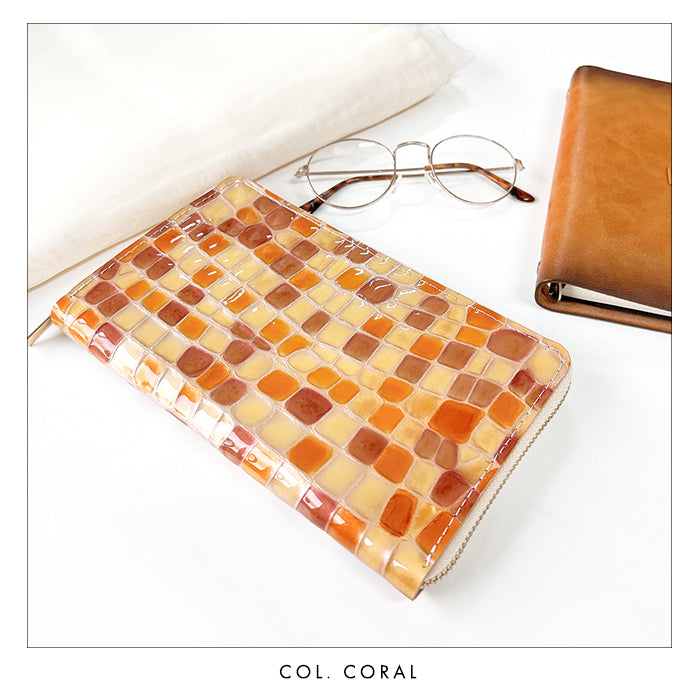 【Leo&Aoi公式ショップ】本革 上品なステンドグラス マルチケース 長財布 通帳ケース パスポートケース 母子手帳ケース 大容量 スリム設計 ファスナー付き メンズ レディース おしゃれ ハンドメイド 【安心の返品保証付き】
