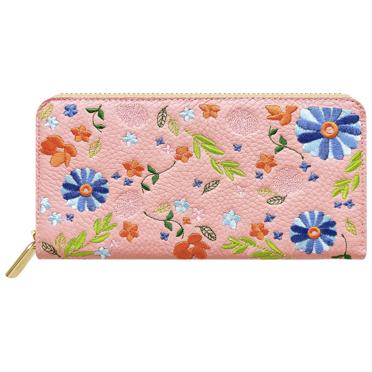 【Leo&Aoi公式ショップ】 本革 マーガレット刺繡 長財布 財布 ラウンド型ファスナー レディース 型押し カード収納 花 [WL-R1-S3]【安心の返品保証付き】