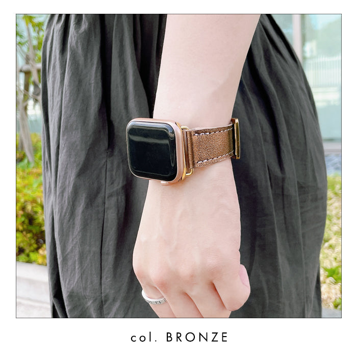 【Leo&Aoi公式ショップ】 牛革 メタリック アップルウォッチ バンド レザー 付け替え 交換 ベルト Apple Watch series 7 SE 6 5 4 3 2 1 applewatch 全シリーズ対応 本革 革 38mm 40mm 41mm 42mm 44mm 45mm メタリックカラー 【安心の返品保証付き】
