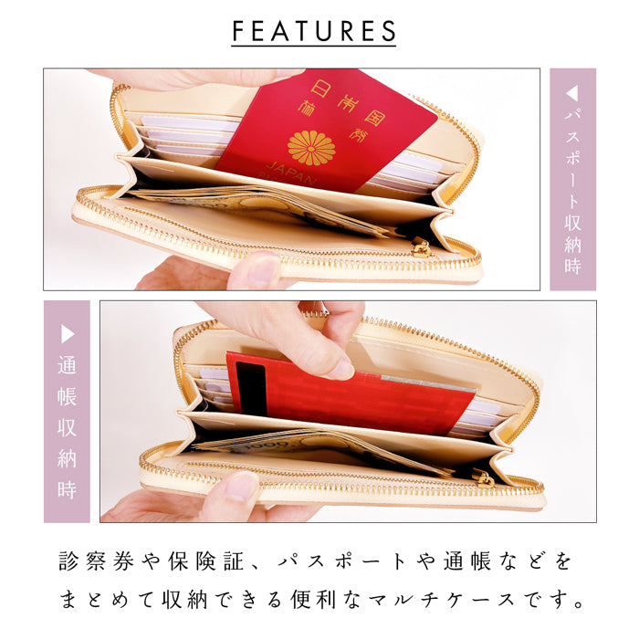 【Leo&Aoi公式ショップ】 はげにくい ネオンカラー マルチケース 長財布 本革 通帳ケース パスポートケース 母子手帳ケース 大容量 スリム設計 ファスナー付き メンズ レディース おしゃれ ハンドメイド 蛍光カラー 【安心の返品保証付き】