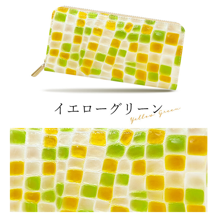 【Leo&Aoi公式ショップ】 ちょっと上品な ステンドグラス エナメル加工 財布 長財布 レディース 本革 ラウンドファスナー サイフ さいふ ウォレット 革 牛革 レザー カード収納 革財布 ラウンド長財布 ラウンド財布 長サイフ 本革長財布 ハンドメイド【安心の返品保証付き】