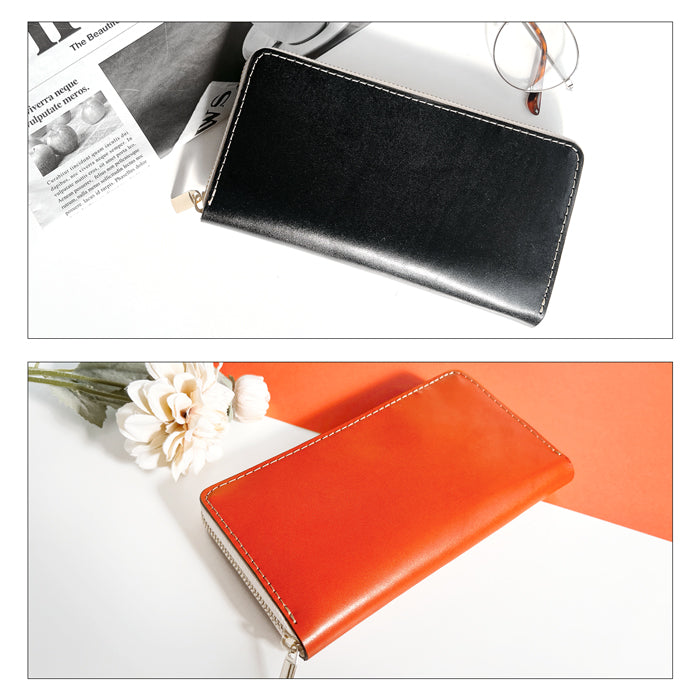 【Leo&Aoi公式ショップ】 栃木レザー 蛇腹式 カードポケット付き 長財布 財布 やさしいおかん 本革 サイフ さいふ ウォレット 革 レザー 牛革 革財布 牛ヌメ ラウンド長財布 ラウンド財布 長サイフ 本革長財布 カード収納 ラウンドファスナー メンズ レディース ハンドメイド 【安心の返品保証付き】
