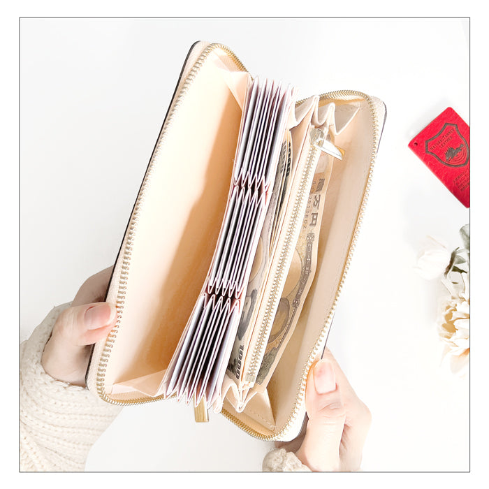 【Leo&Aoi公式ショップ】 栃木レザー 蛇腹式 カードポケット付き 長財布 財布 やさしいおかん 本革 サイフ さいふ ウォレット 革 レザー 牛革 革財布 牛ヌメ ラウンド長財布 ラウンド財布 長サイフ 本革長財布 カード収納 ラウンドファスナー メンズ レディース ハンドメイド 【安心の返品保証付き】