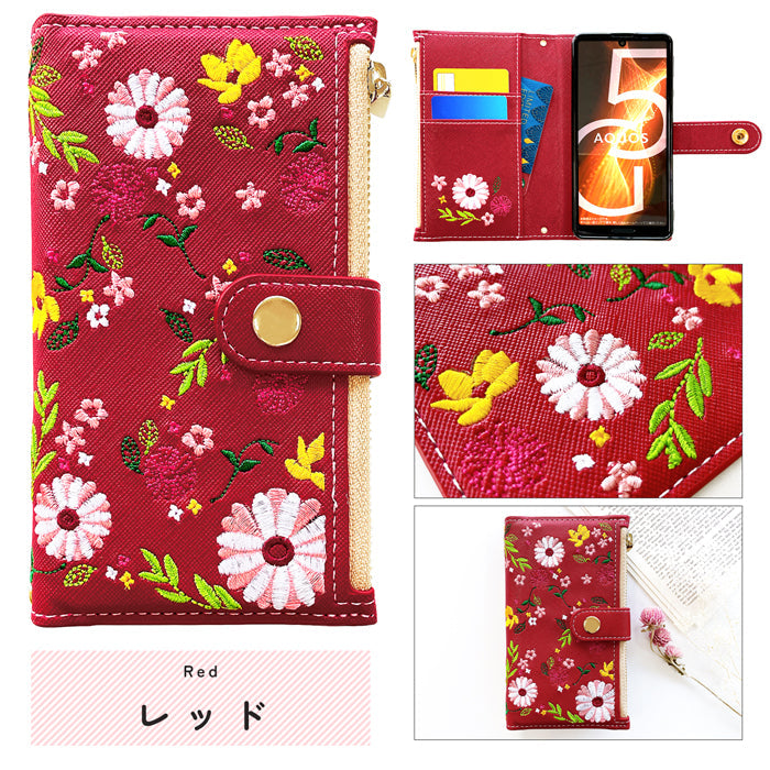 【Leo&Aoi公式ショップ】 XPERIA 10 VII SO-52F ケース SOG16 カバー A502SO XQ-FE44 手帳型 おしゃれ 花刺繍 手帳型ケース so52f エクスペリア スマホケース 【安心の返品保証付き】