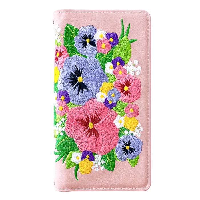 【Leo&Aoi公式ショップ】 XPERIA 5 V SO-53D SOG12 ケース XQ-DE44 カバー パンジー 刺繍 手帳型ケース so53d xqde44 エクスペリア スマホケース 【安心の返品保証付き】