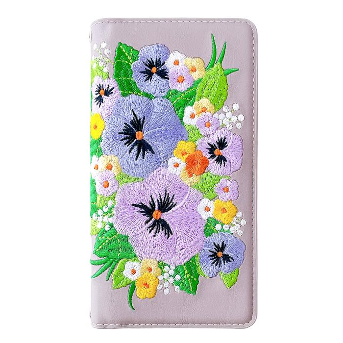 【Leo&Aoi公式ショップ】 AQUOS wish4 ケース SH-52E SH-M27 A403SH SHG13 A402SH カバー 手帳型 パンジー 刺繍 手帳型ケース sh52e アクオス ウィッシュ4 スマホケース 【安心の返品保証付き】