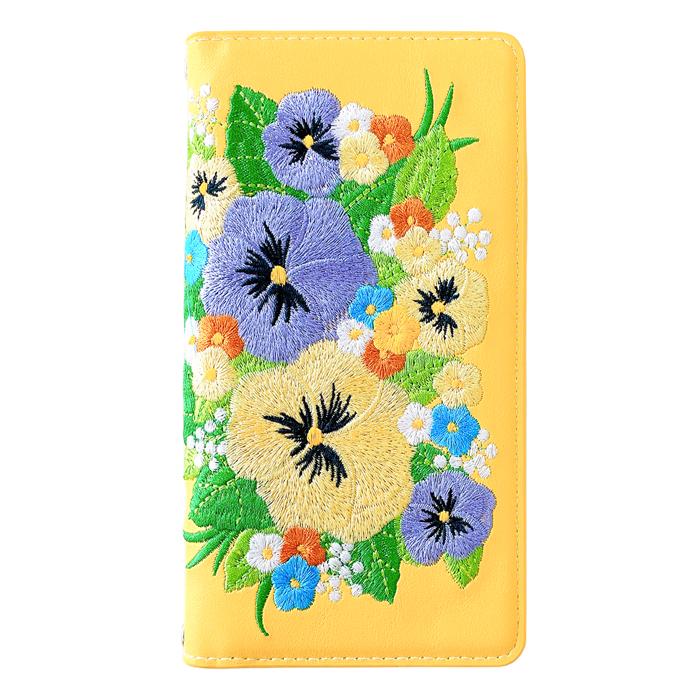 【Leo&Aoi公式ショップ】 iPhone14 ケース iPhone 14 カバー 手帳型 パンジー 刺繍 手帳型ケース アイフォン14 スマホケース 【安心の返品保証付き】