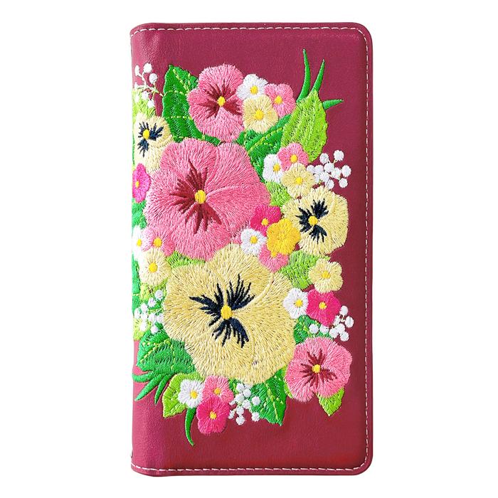 【Leo&Aoi公式ショップ】 AQUOS wish4 ケース SH-52E SH-M27 A403SH SHG13 A402SH カバー 手帳型 パンジー 刺繍 手帳型ケース sh52e アクオス ウィッシュ4 スマホケース 【安心の返品保証付き】