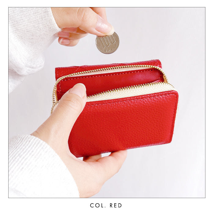 【Leo&Aoi公式ショップ】 本革 キルティング 三つ折り財布 レディース カード収納 小銭入れ コインケース付き サイフ ウォレット 革 レザー 【WM-T1-04】【安心の返品保証付き】