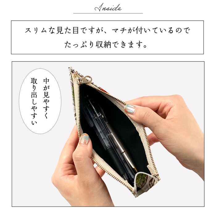 【Leo&Aoi公式ショップ】 牛革 レトロ 花型押し ペンケース 本革 筆箱 レザー ペン入れ コンパクト スリム 文具 筆記用具 ふで箱 収納 革 高級 ペン ケース 花 花柄 かわいい お洒落 【安心の返品保証付き】